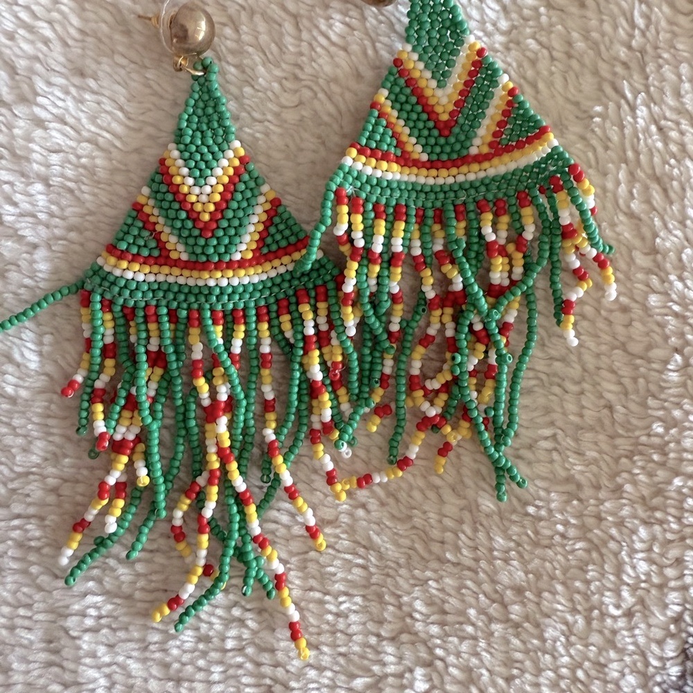Green Seed Bead Dangles - Picture 2 of 2